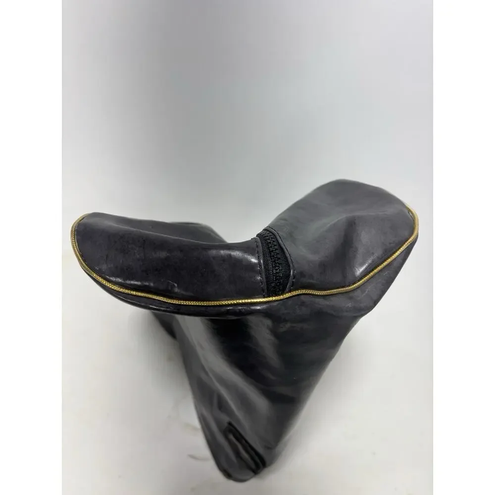 Vintage Titleist Leather Golf Bag Black Faux Alligator Carry Bag Rain Cover USA